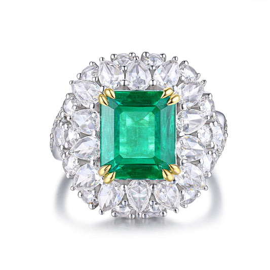 18K WG & YG Emerald Diamond Ring