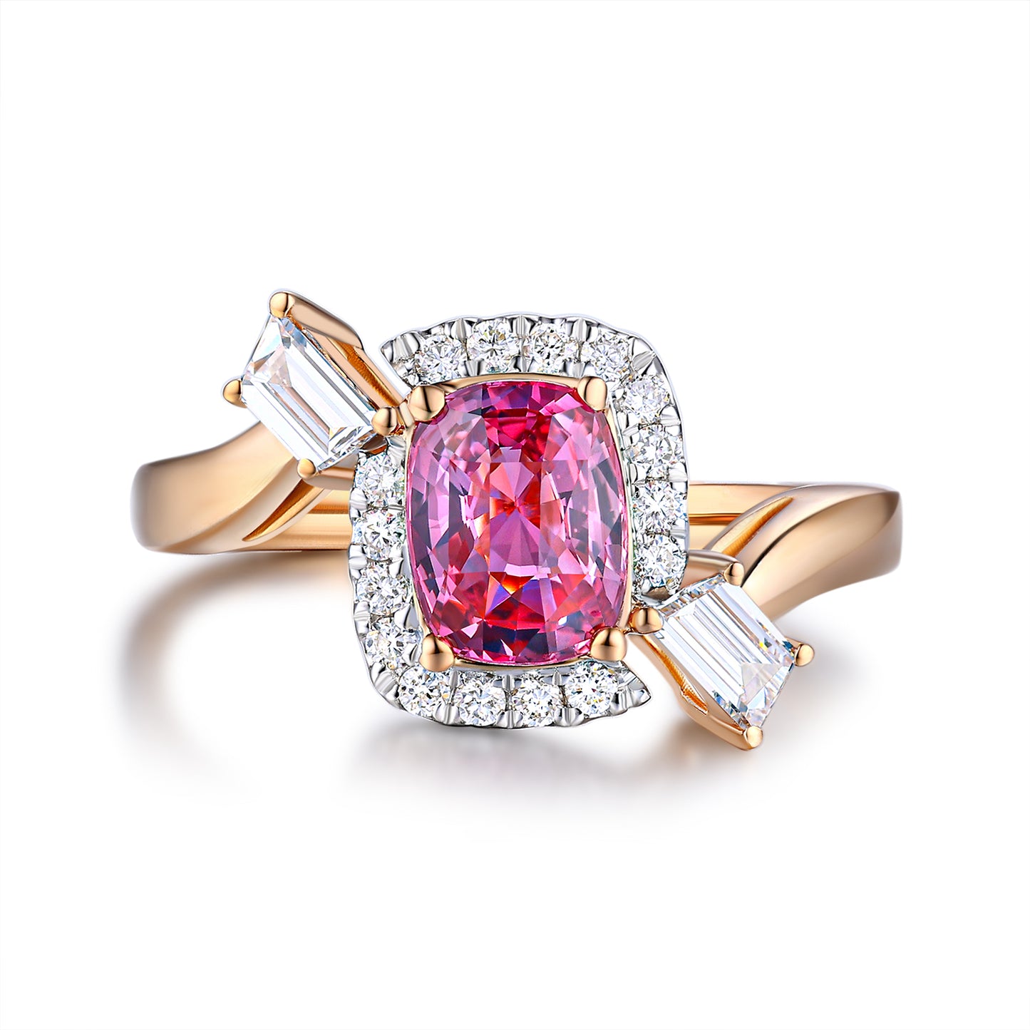 18K Pink Sapphire Diamond Ring