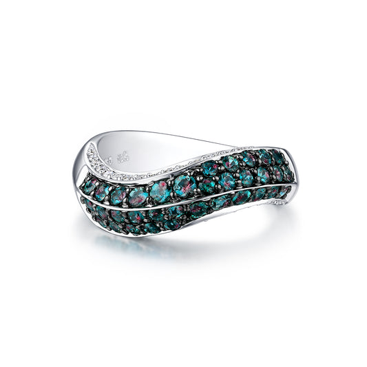 Alexandrite Wave Diamond Ring