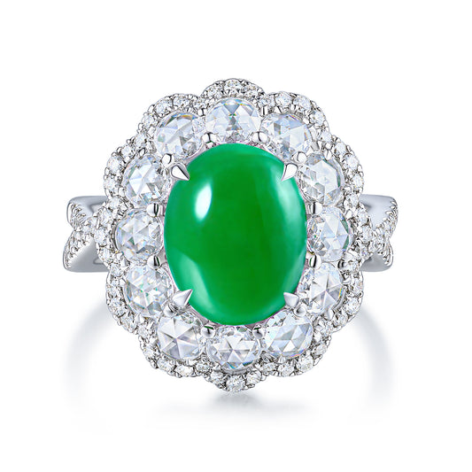 18K WG Jade Diamond Ring