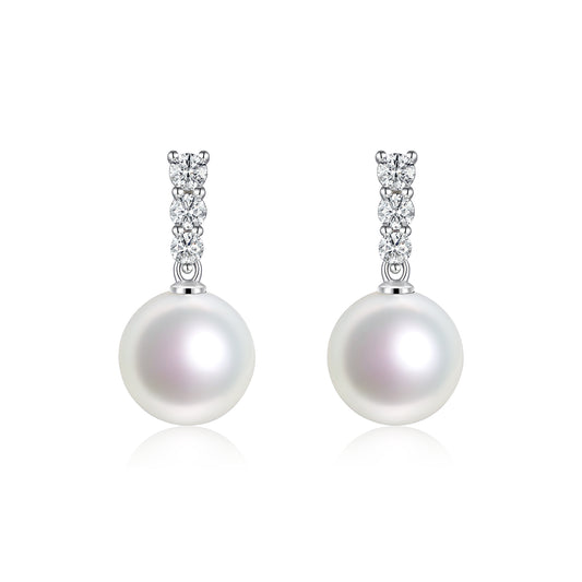 18K WG South Sea Pearl Diamond Earrings